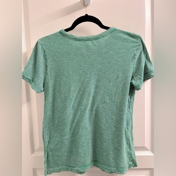 2/$20 ✨LOFT Lucky Horseshoe Everyday Crew Tee Green Striped Size S - Picture 6 of 8